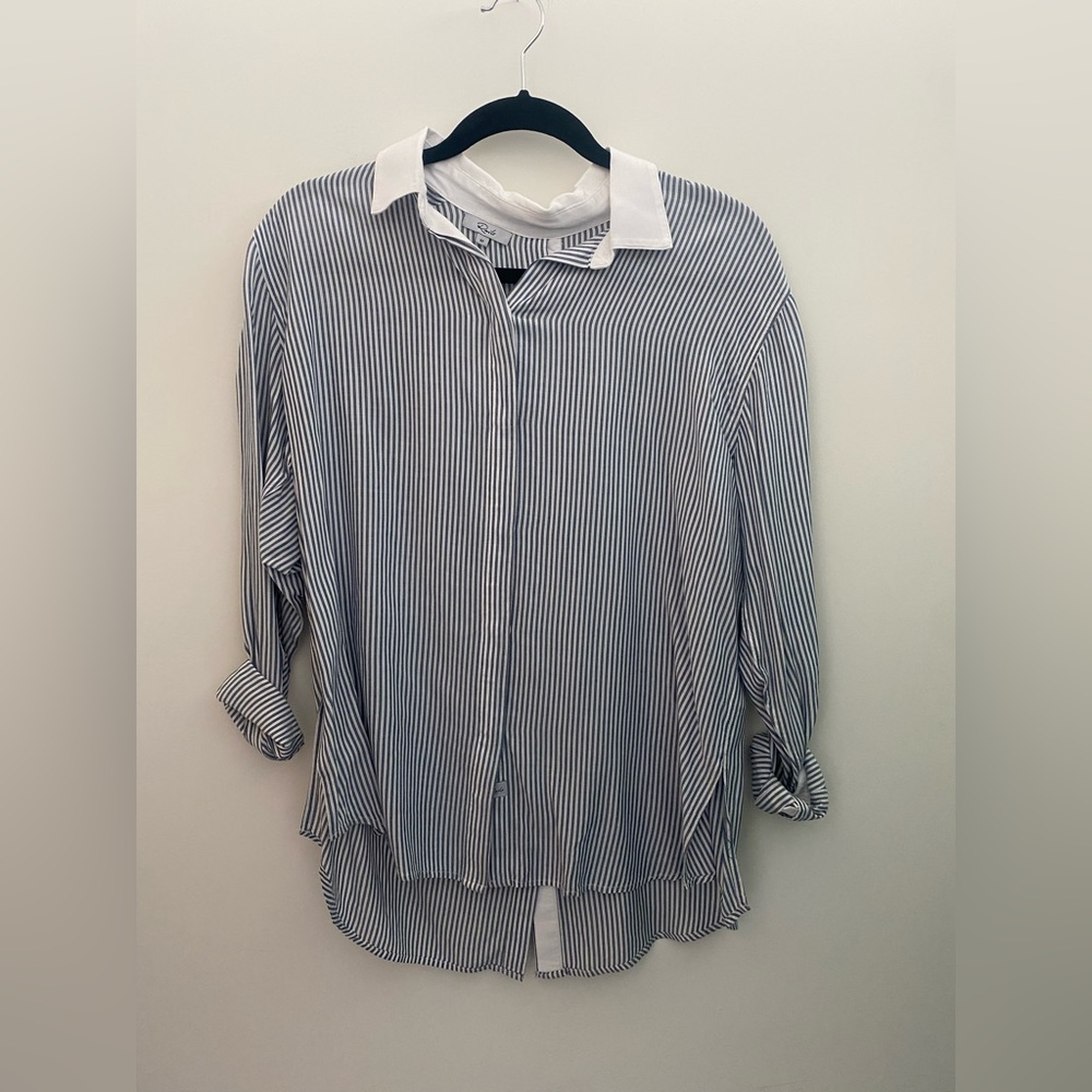 RAILS pinstripe collared blouse, size medium, NWT